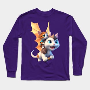 Baby Dragon Cat & Mother - The Dragon Cat Collection Long Sleeve T-Shirt